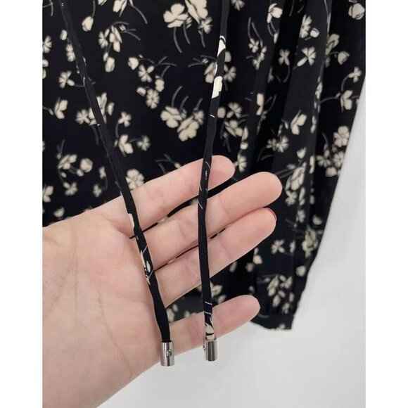 Lauren Ralph Lauren Chalsie Black Floral Print Blouse Cold Shoulder Top Size PL - Picture 6 of 14